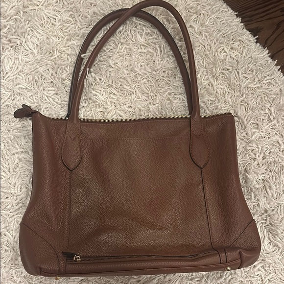 Lodis Brown Leather Tote Bag - Picture 2 of 3